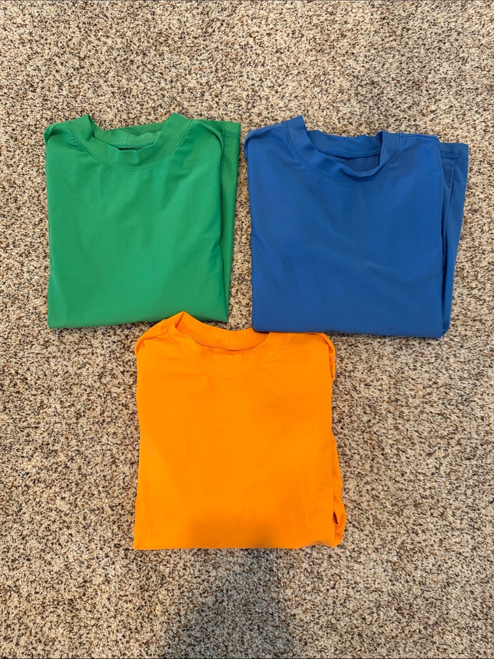 Primary Long Sleeve Rash Guards / Sun Shirts in Green, Blue & Orange